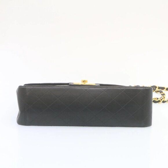 CHANEL Big Matelasse34 Turn Lock Chain Bag Lamb Skin Black Gold CC Auth ar5950AV - Picture 9 of 16